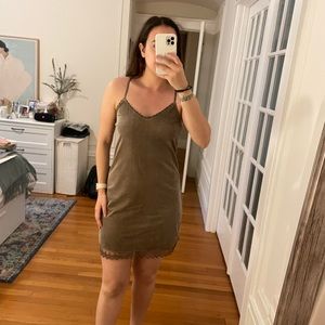 Brown velvet slip dress